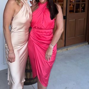 Do+be pink satin cross cross neck dress.